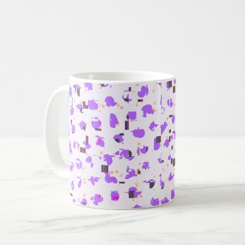 Purple and orange glitch dots  coffee mug