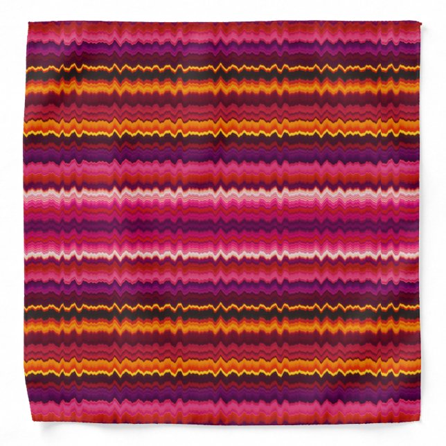 Purple and Orange Glitch Stripes Cool Psychedelic Bandana (Front)