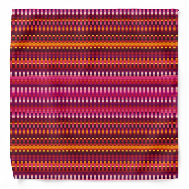 Purple and Orange Glitch Stripes Cool Psychedelic Bandana (Front)