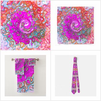 Purple and Orange Groovy Abstract Retro Swirl