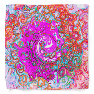 Purple and Orange Groovy Abstract Retro Swirl Bandana
