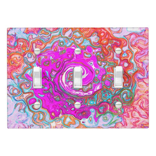 Purple and Orange Groovy Abstract Retro Swirl Light Switch Cover