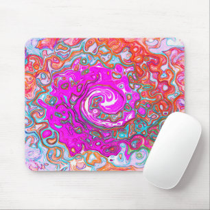 Purple and Orange Groovy Abstract Retro Swirl Mouse Pad