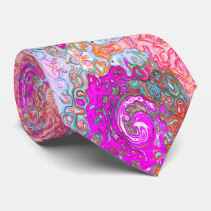 Purple and Orange Groovy Abstract Retro Swirl Neck Tie