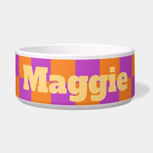 Purple and Orange Halloween Pet Name Bowl