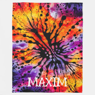 Purple and Orange Halloween Tie Dye Fleece Blanket