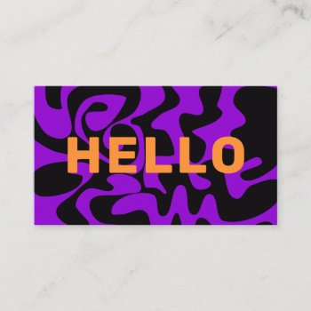 Purple And Orange Hello Business Card by TabbyGun at Zazzle
