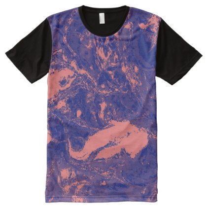Purple and Orange Marble texture Liquid paint art All-Over-Print T-Shirt