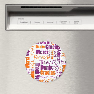 Purple and Orange   Multilingual Thank You Magnet