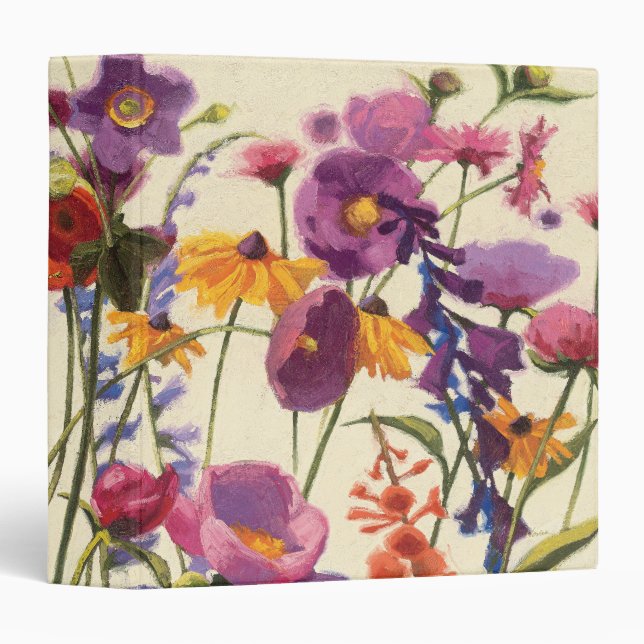 Purple and Orange Poppy Melody 3 Ring Binder (Front/Spine)