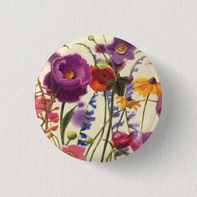 Purple and Orange Poppy Melody Button (Front)
