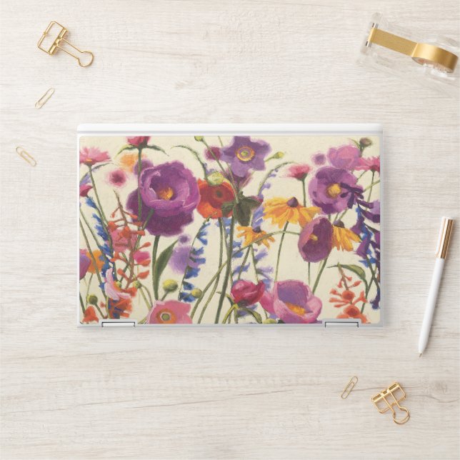 Purple and Orange Poppy Melody HP Laptop Skin (Desk)