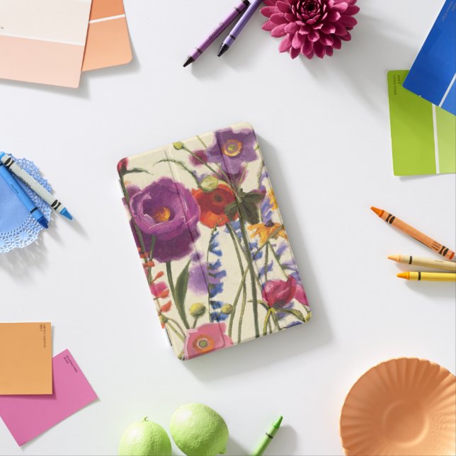 Purple and Orange Poppy Melody iPad Mini Cover (In Situ)