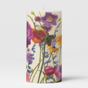 Purple and Orange Poppy Melody Pillar Candle