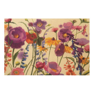 Purple and Orange Poppy Melody Wood Wall Art
