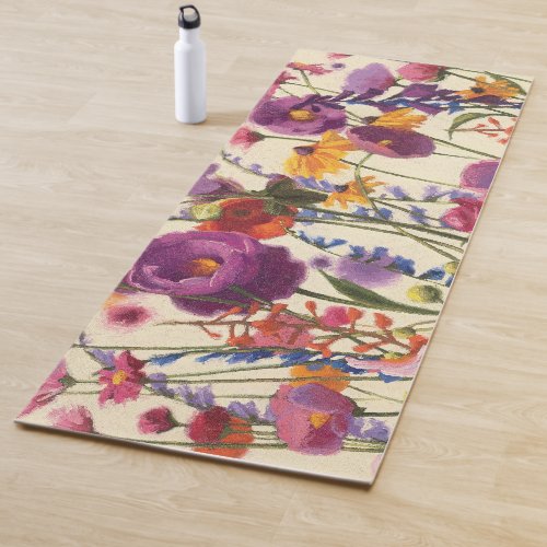 Purple and Orange Poppy Melody Yoga Mat