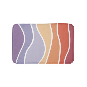 Purple and orange retro style waves bath mat