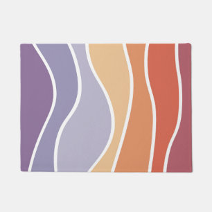 Purple and orange retro style waves doormat