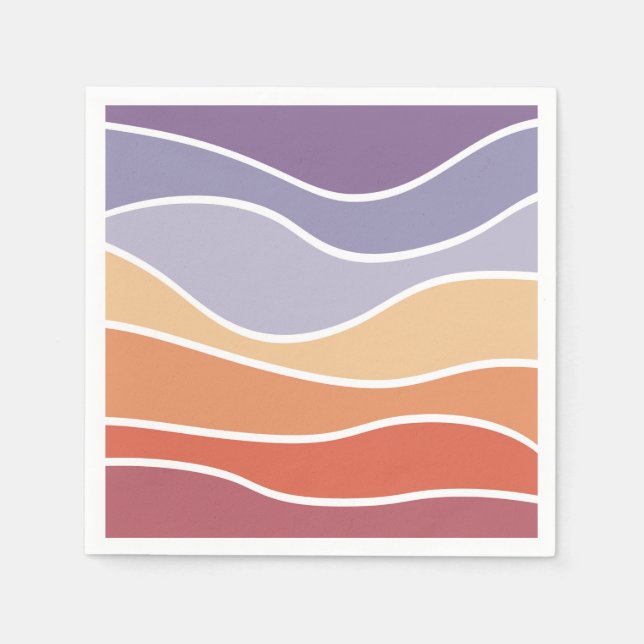 Purple and orange retro style waves napkins (Front)