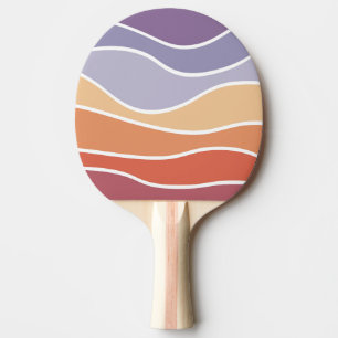 Purple and orange retro style waves ping pong paddle