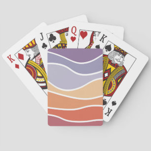 Purple and orange retro style waves poker cards