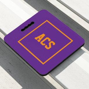 Purple and Orange School Colors with Letters Seat Cushion
