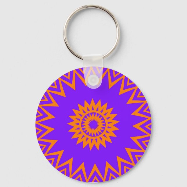 Purple and Orange Sun Rays Keychain (Front)