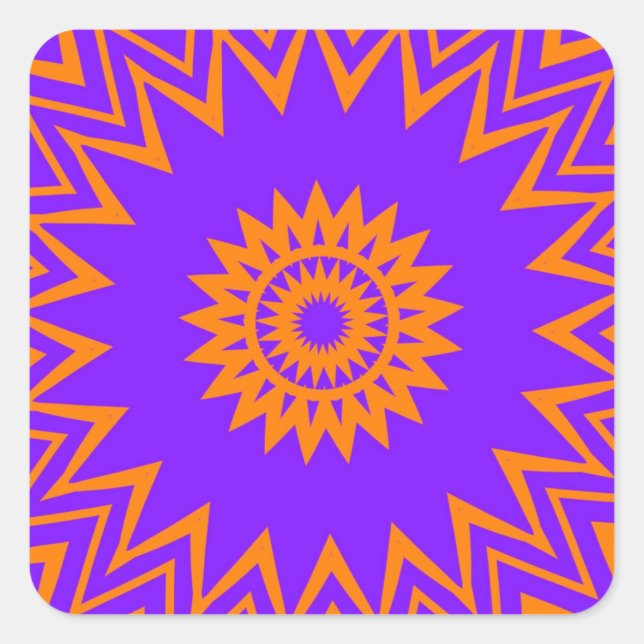 Purple and Orange Sun Rays Square Sticker (Front)
