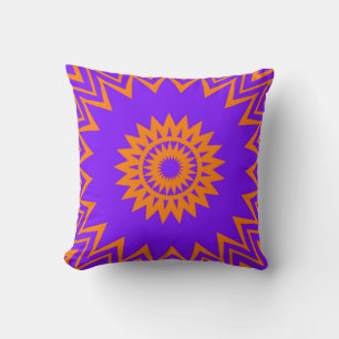 Purple and Orange Sun Rays Throw Pillow