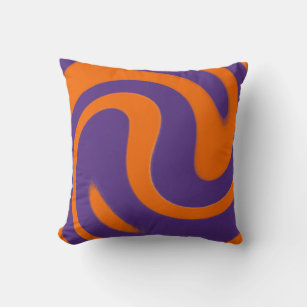 Purple and Orange swirl contemporary Throw Pillow