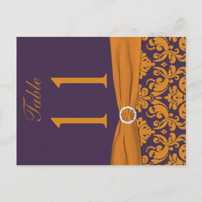 Purple and Orange Table Number Postcard (Front)