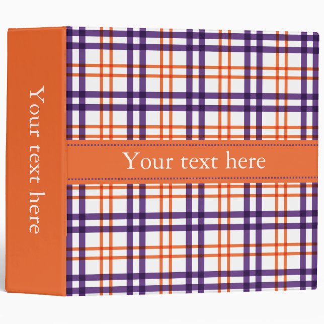 Purple and Orange Tartan 3 Ring Binder (Front/Spine)