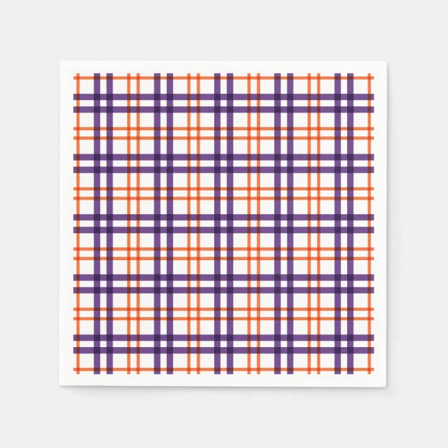 Purple and Orange Tartan  Napkins (Front)