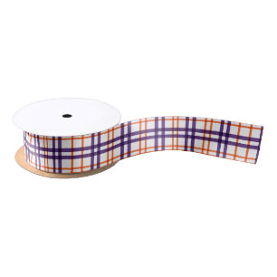 Purple and Orange Tartan Satin Ribbon
