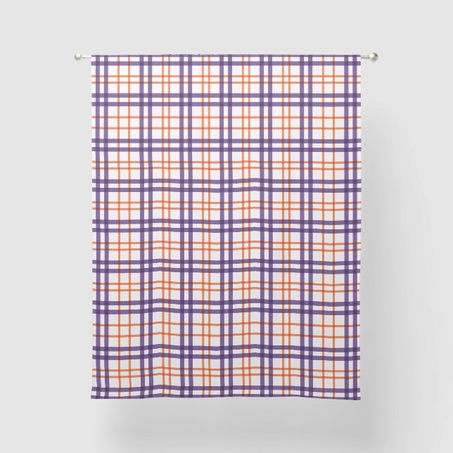 Purple and Orange Tartan  Sheer Curtains (Front)