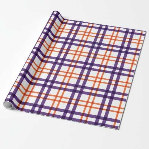 Purple and Orange Tartan Wrapping Paper