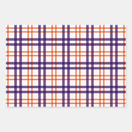 Purple and Orange Tartan  Wrapping Paper Sheets