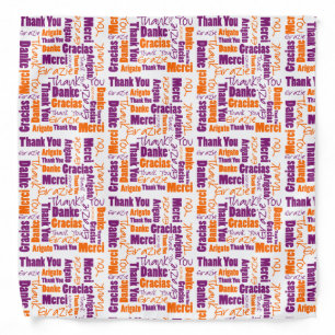 Purple and Orange Thank You Word Cloud Bandana