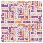 Purple and Orange Thank You Word Cloud Fabric