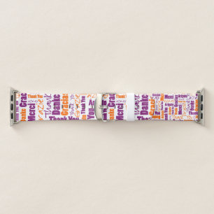 Purple and Orange THANK YOU Word Collage Apple Watch Band