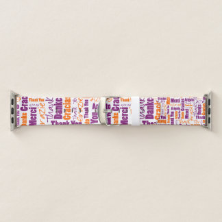 Purple and Orange THANK YOU Word Collage Apple Watch Band