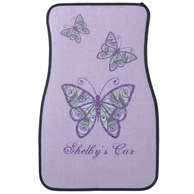 Purple and Pastel Butterflies Custom Car Mats (Front)