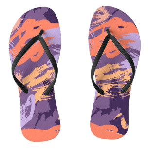 Purple and Peach Abstract Flip Flops