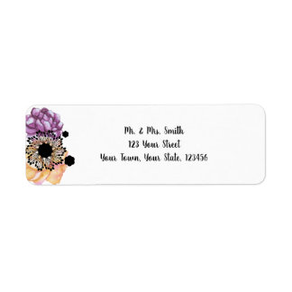 Purple and Peach Roses Label