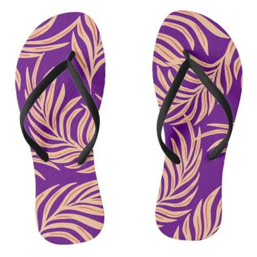 Purple and Peach Tropical Flip Flops