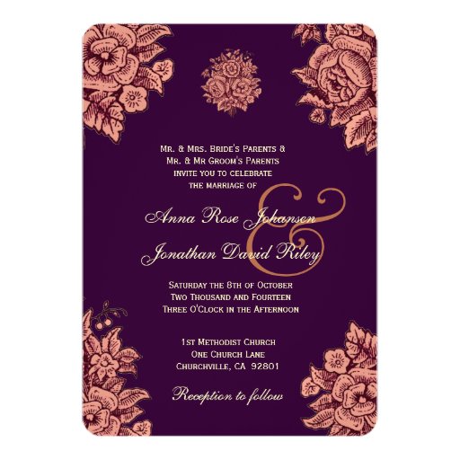 Purple And Peach Wedding Invitations 10