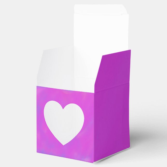 Purple and Pink 2x2 Square favor box with heart (Opened)