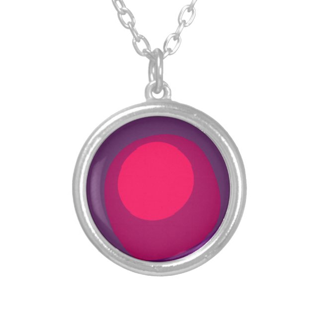 Purple And Pink 6078  Silver Plated Necklace (Front)