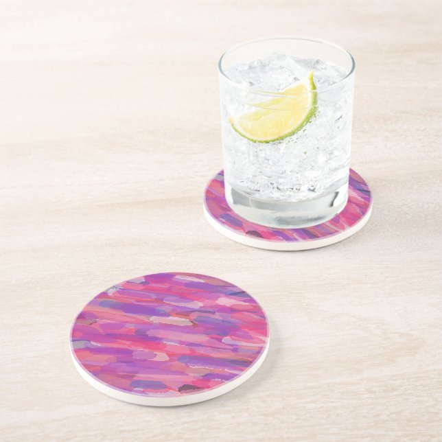 Purple and Pink Abstract Pattern Coaster (Side)