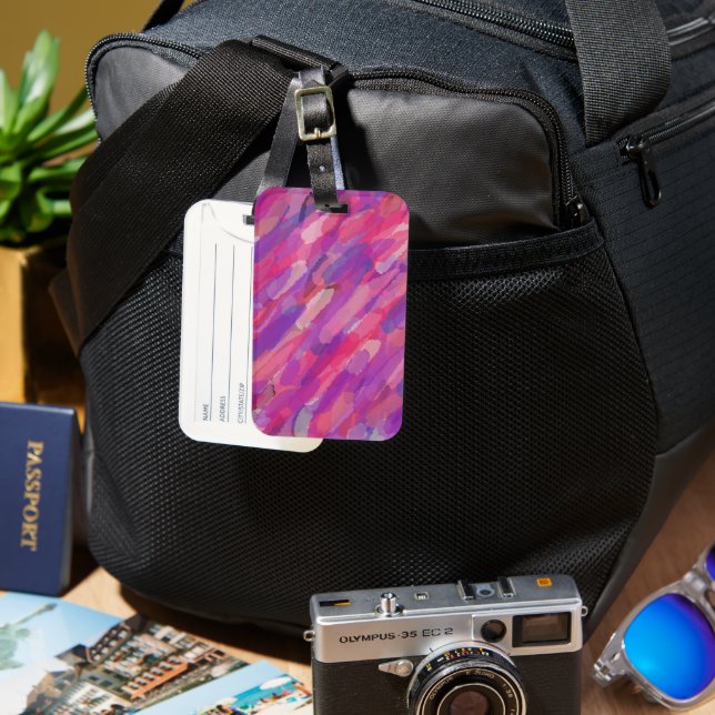 Purple and Pink Abstract Pattern Luggage Tag (Front & Back)